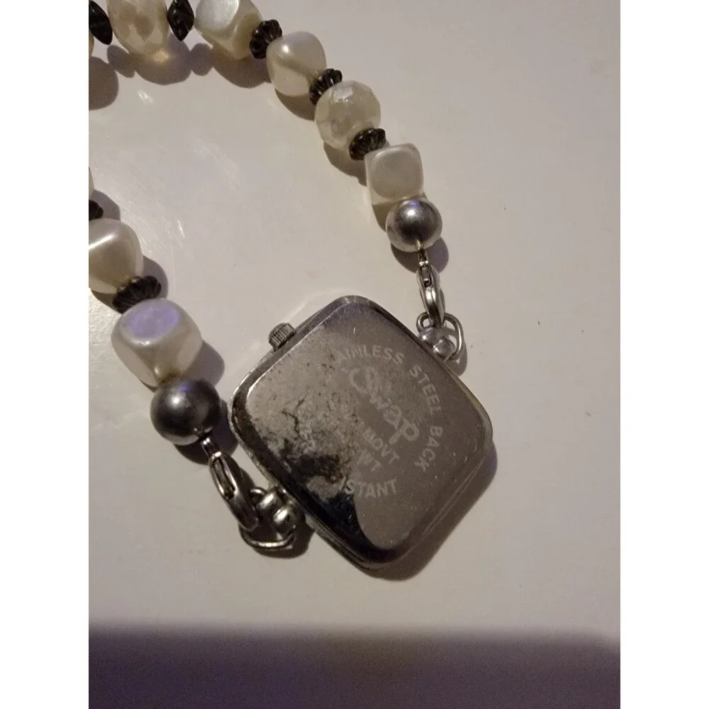 Swap Ladies Watch Quartz Japan Movement White Stone Like Bead